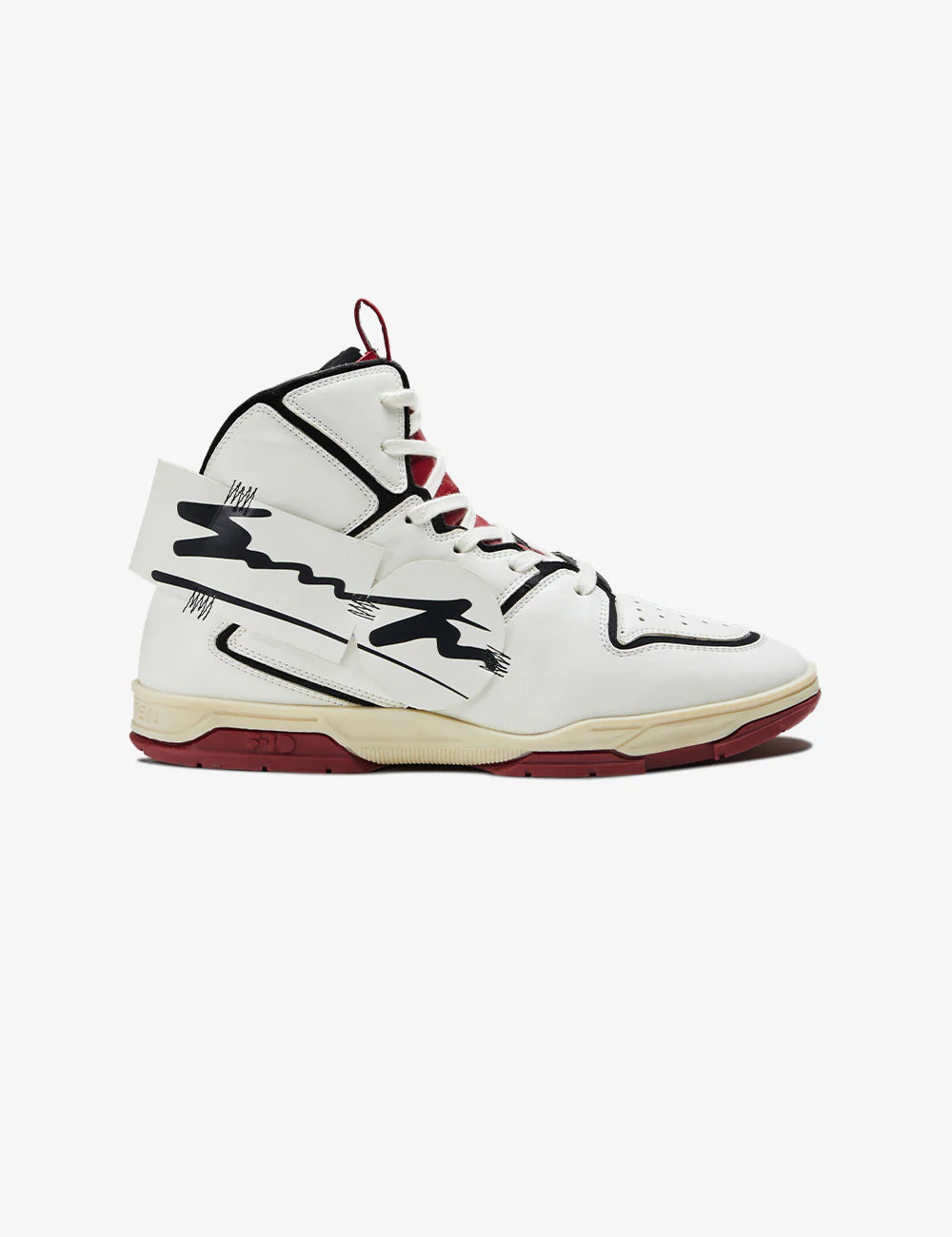 705 white red applique high-top sneaker - CRED EXCLUSIVES