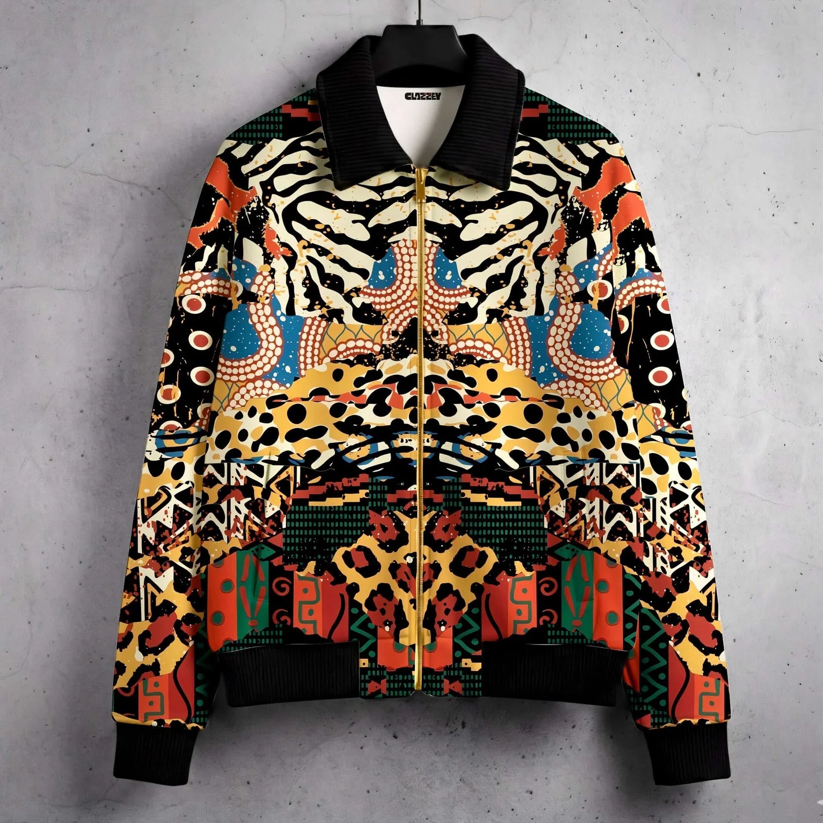 Abstract Savanna Multicolor Fur-Lined Zip-Up Jacket