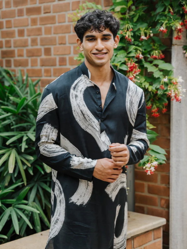 Black Modern Art Kurta – The Moast Demo Store
