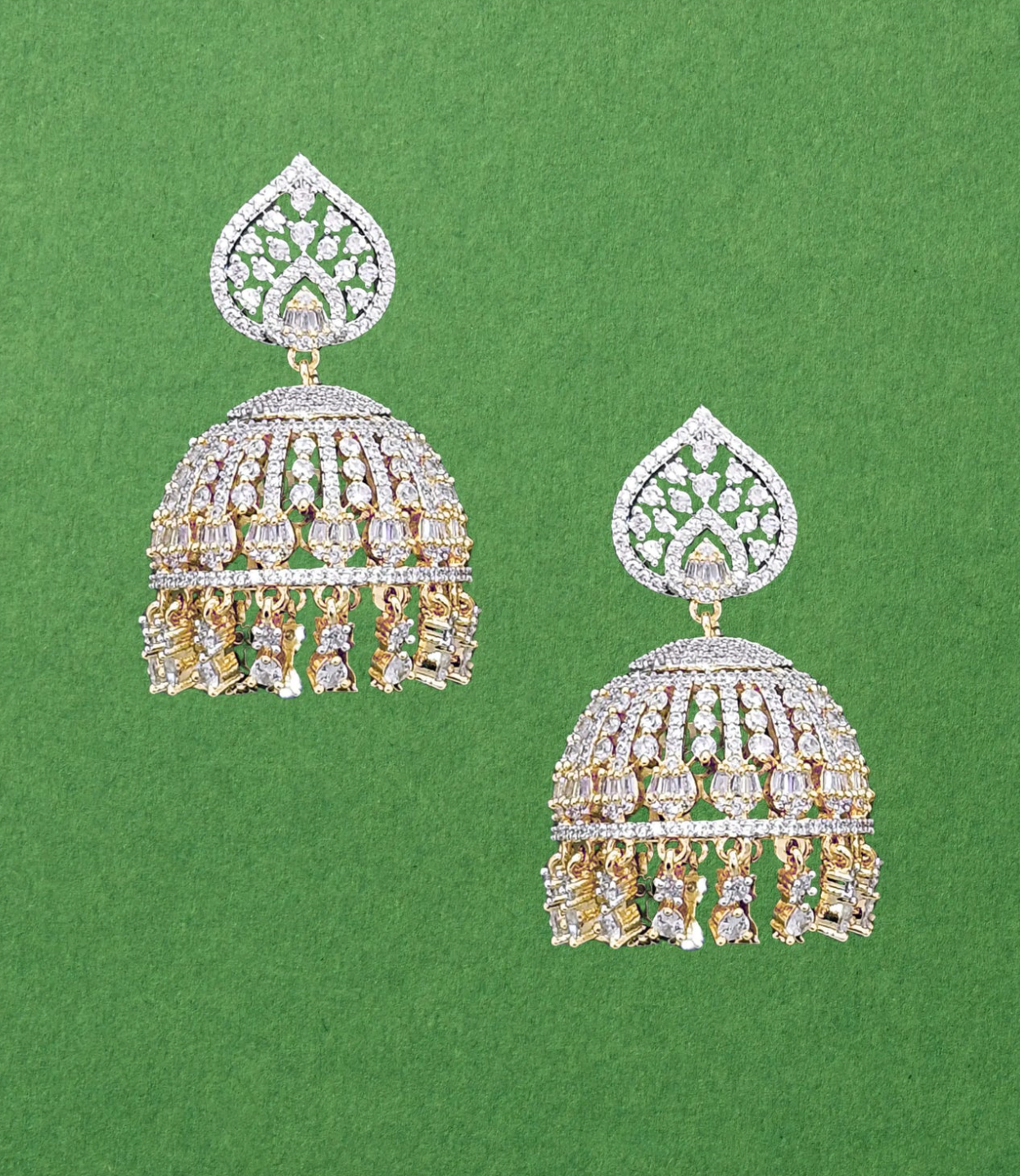 Jiya Baby Jhumkas Yellow Gold Plated CZ Small Jhumkis