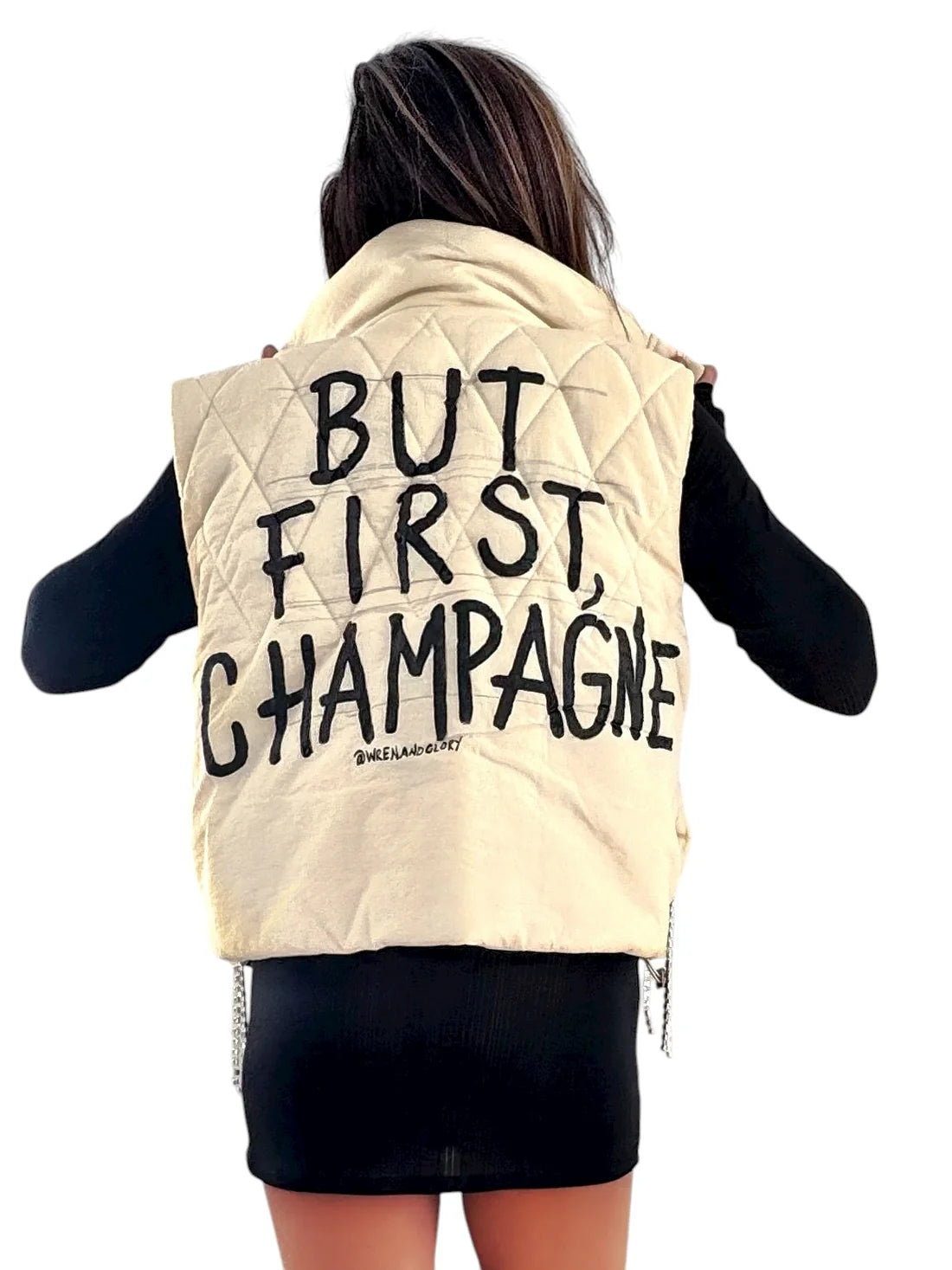 'But First, Champagne' Painted Vest